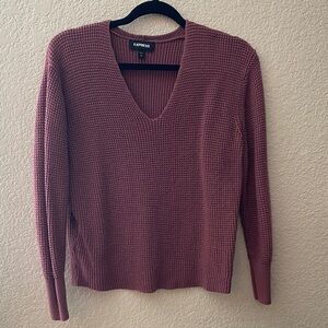 Express Women's Mauve V-Neck Sweater